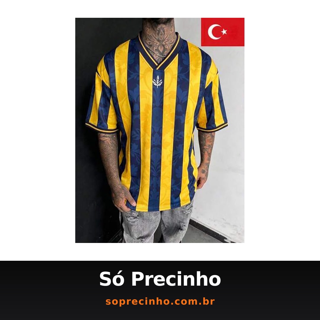 Camiseta Masculina FRACTYR de Verão, Casual, Moda de Rua, Listras Verticais Amarelas e Azuis, Floral Jacquard, Decote em V, Solta, Retrô, Respirável, Macia, Versátil, de Manga Curta