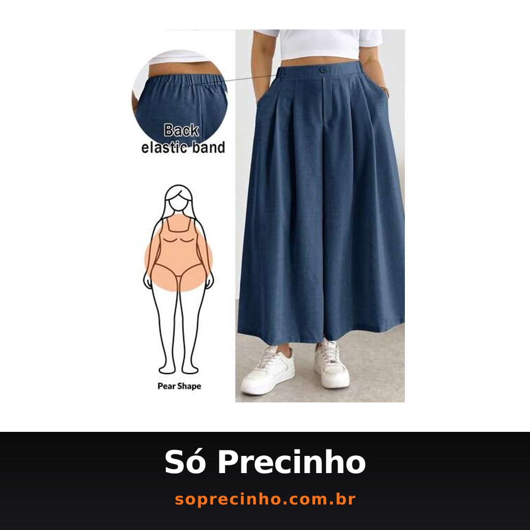 SHEIN Essnce Calças/Saias Cropped Plissadas de Cintura Elástica Versáteis, Básicas e Confortáveis para o Dia a Dia, Estilo Casual Folgado, Modelagem Emagrecedora, Cor Damasco, Roupas de Verão, Calças de Trabalho, Estilo Simples, Pantacourt de Perna Larga para Mulheres Plus Size