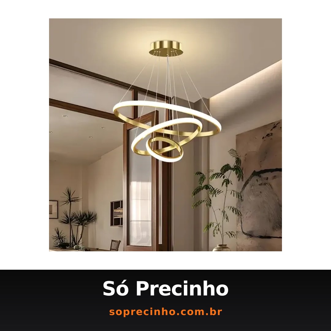 Lustre Led Sala Moderno 60w, 3 Arcos Pendente Luminária Teto