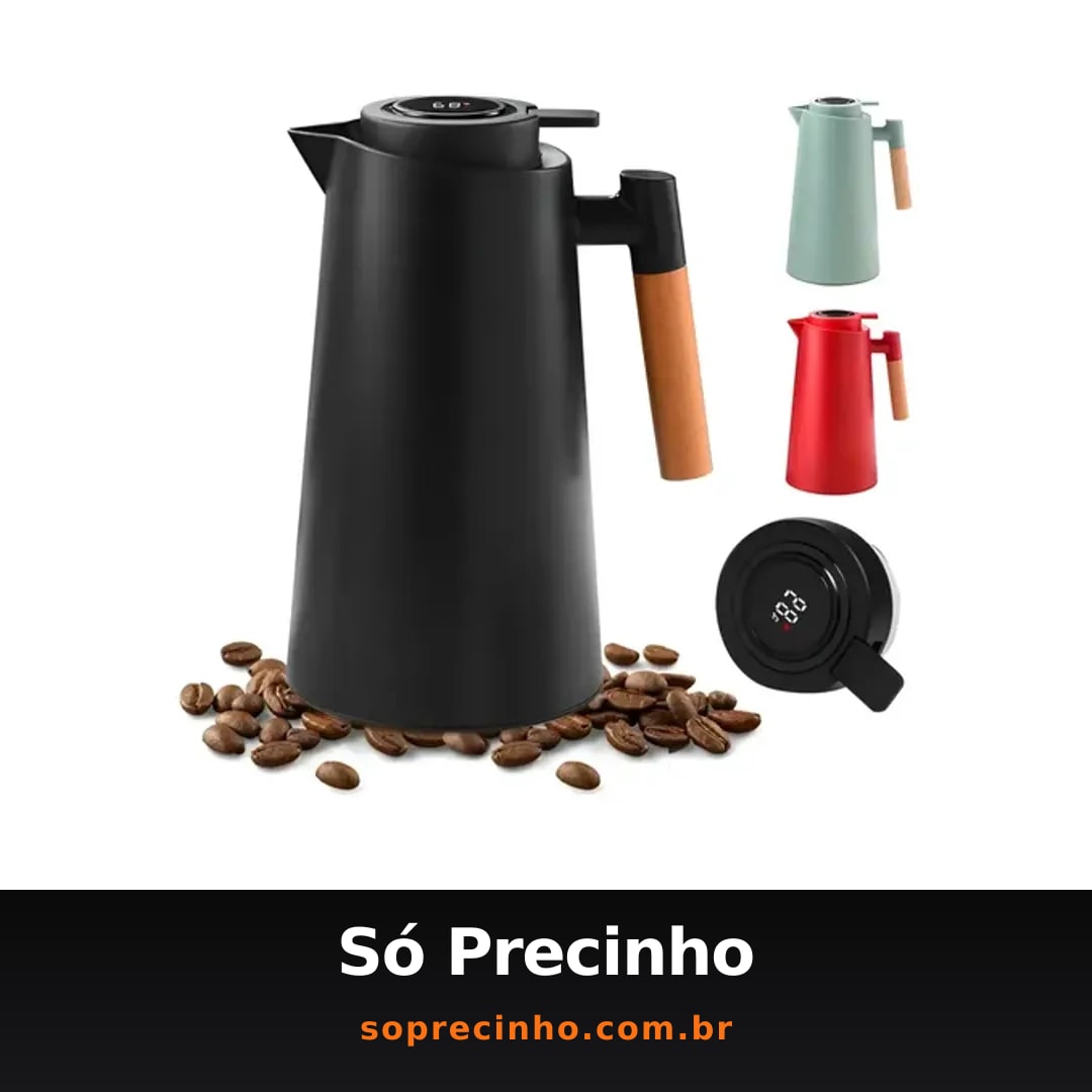 Garrafa Térmica 1 Litro Com Termômetro Led Para Chás / Café