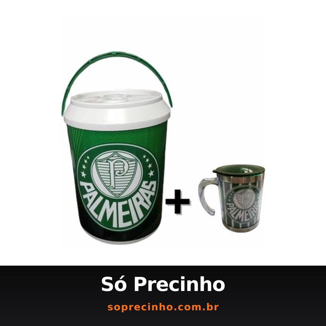 Cooler Térmico Caixa Cerveja Palmeiras + Caneca Térmica Time Palmeiras