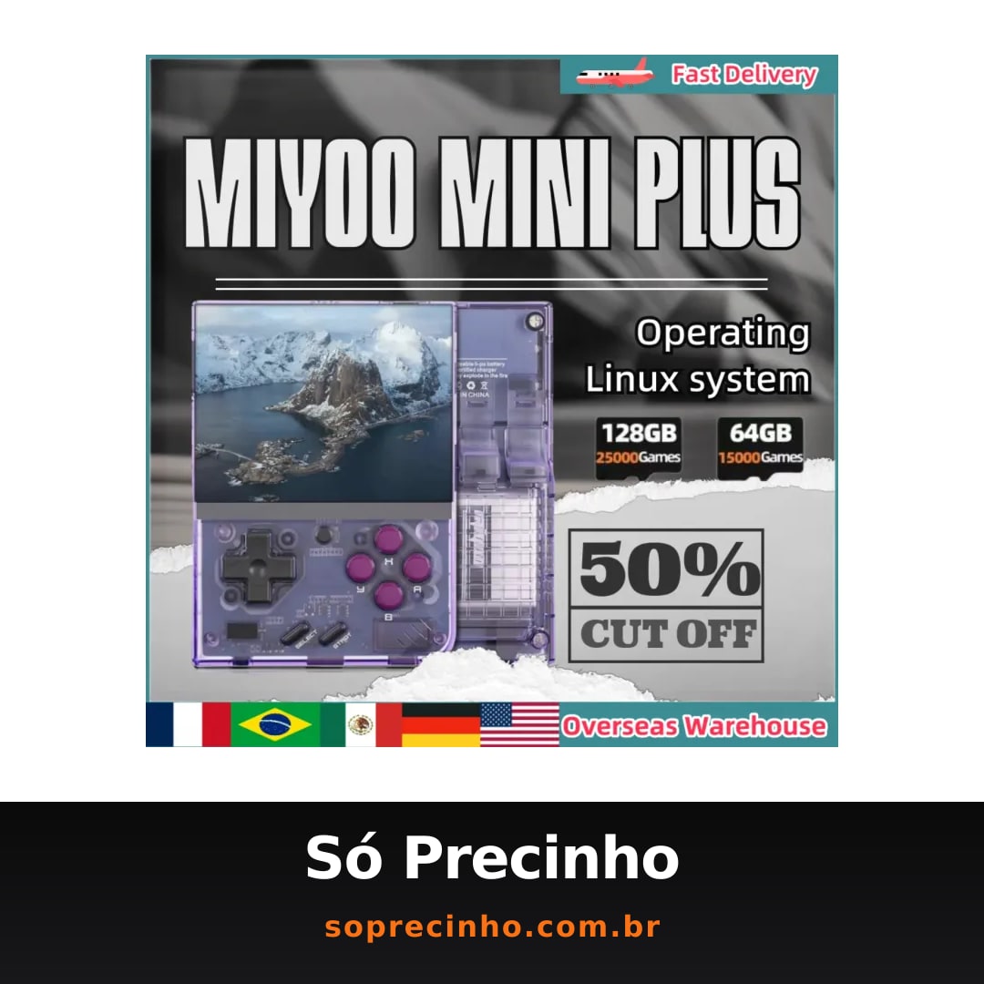 Miyoo mini plus retro console de jogos portátil clássico console de jogos de vídeo sistema linux tela ips de 3.5 polegadas presente das crianças