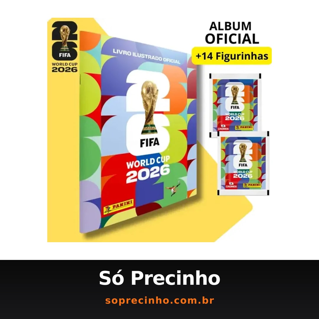 Álbum Copa Do Mundo Fifa 2026 + 2 Pacotes 14 Figurinhas