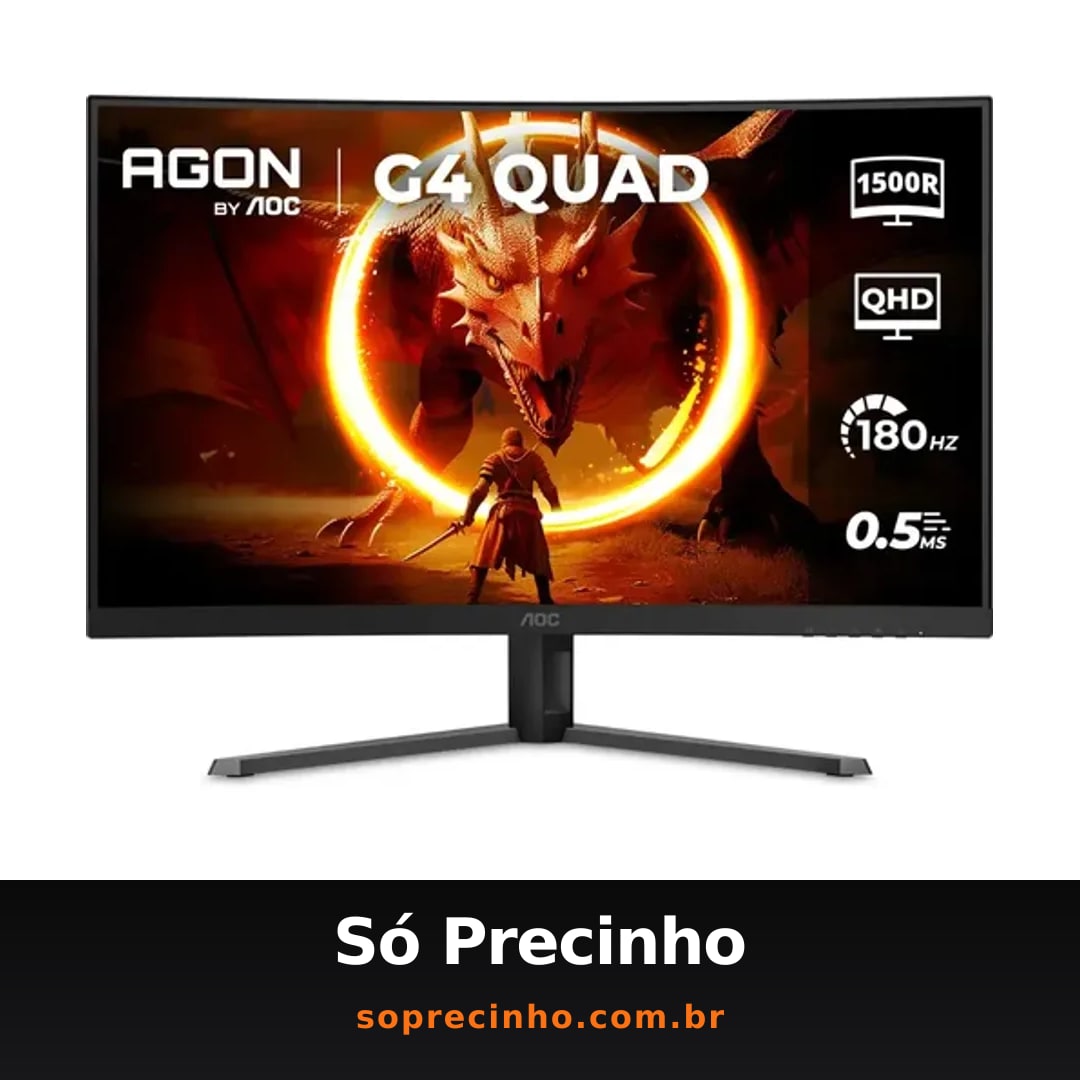 Monitor Gamer Curvo Aoc Agon Quad 32 180hz 0,5ms Cq32g4e Preto