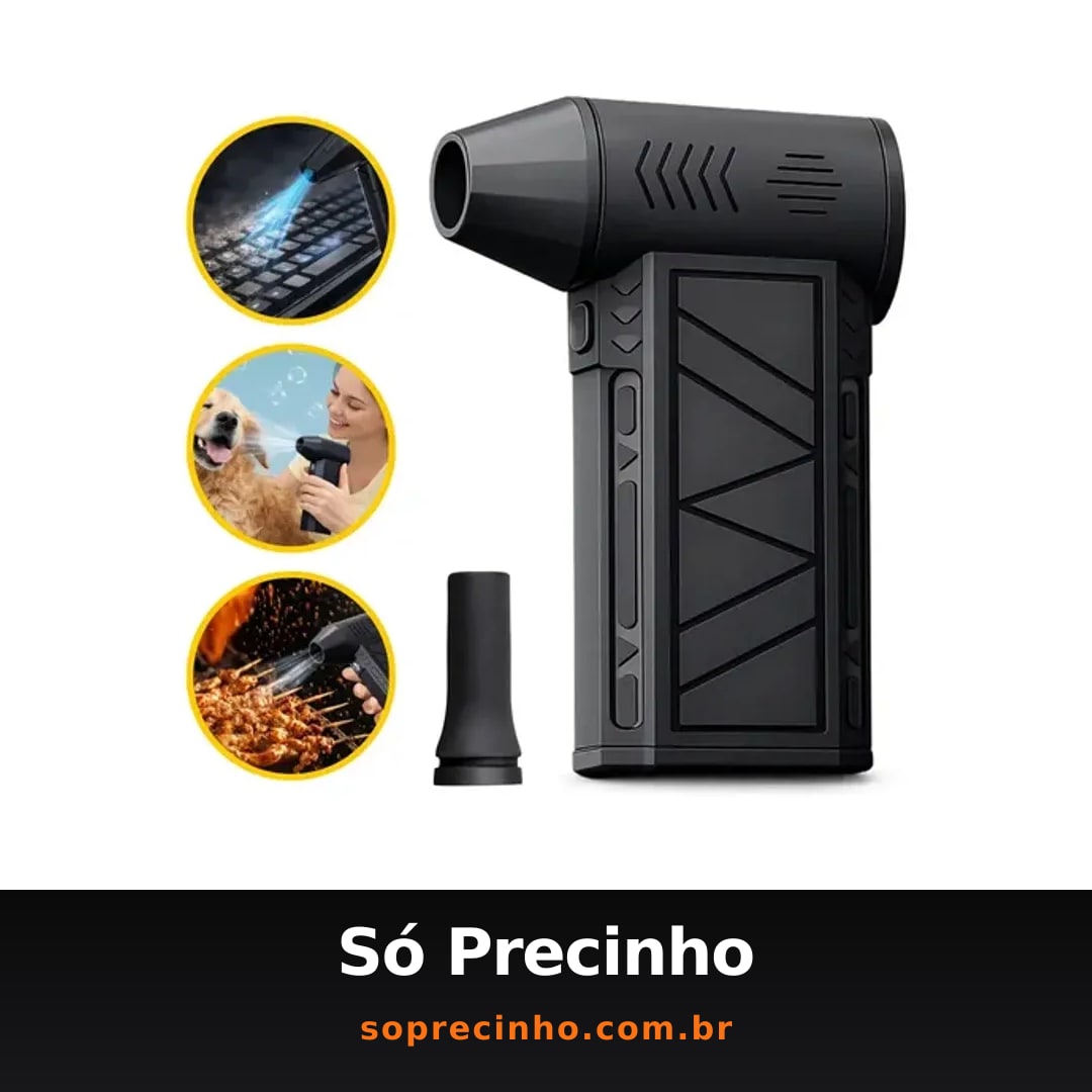 Mini Ventilador Soprador Ar Turbo 130000RPM Sem Fio Recarregável USB 3 Níveis Jato Forte Portátil Multiuso Limpeza Teclado Carro Acende Churrasqueira