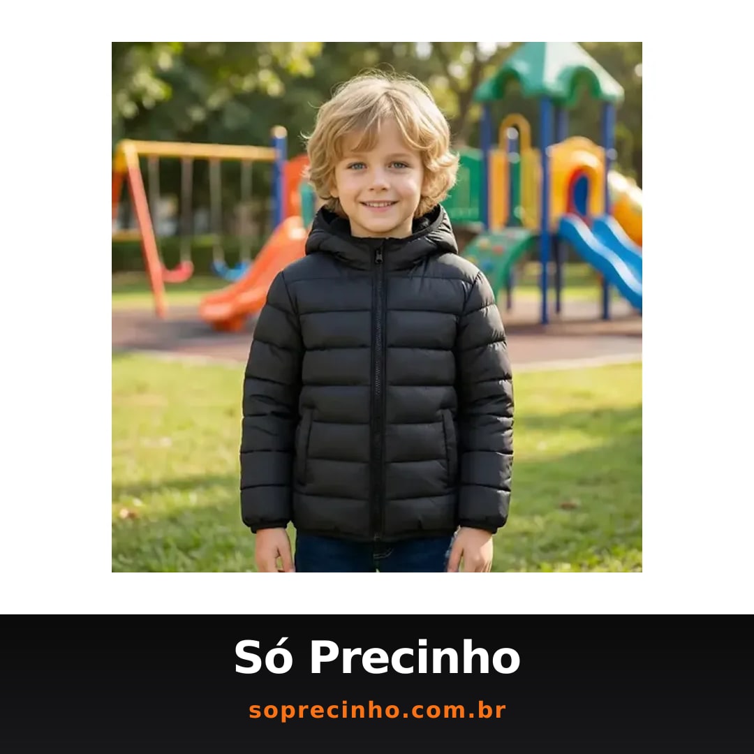 Jaqueta Puffer Infantil Masculino Pelinhos Touca Frio Luxo