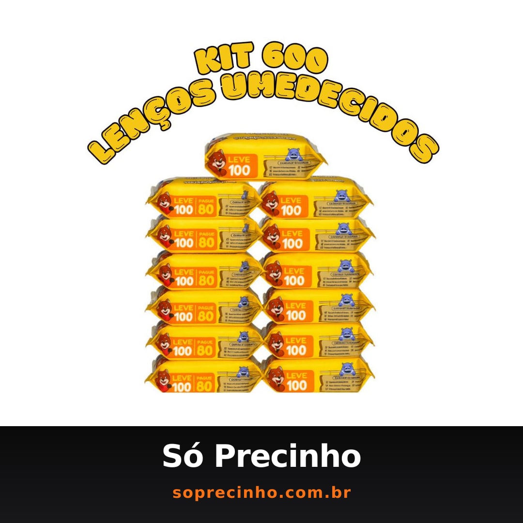 Kit 600 Lenço Umedecido Chameguinho Baby Toalhas Umedecidas Infantil Higiene Bebê Sem Alcool