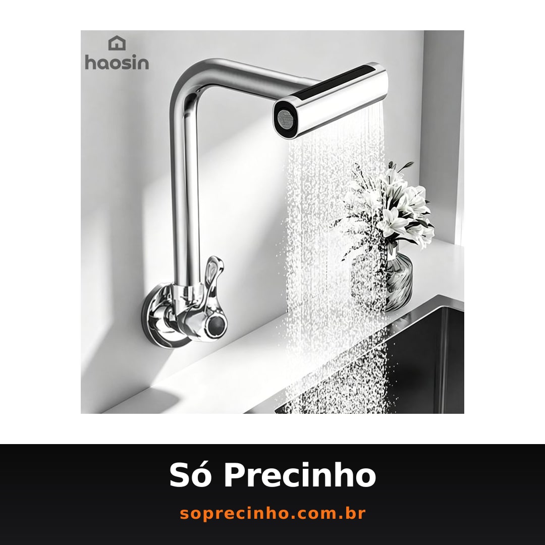 Torneira de Cozinha de Parede com Tornação 360° 4 Modos Torneira Flexível em Cascata