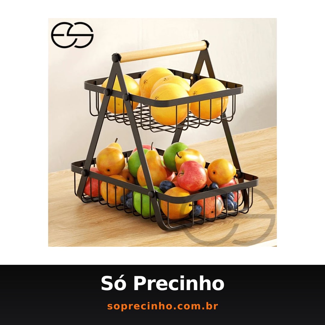 Fruteira de Mesa ou Cesto Multiuso Cesta de metal portátil Organizador para Casa Cozinha Escritório ES